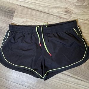 Black and Neon Yellow Running Shorts